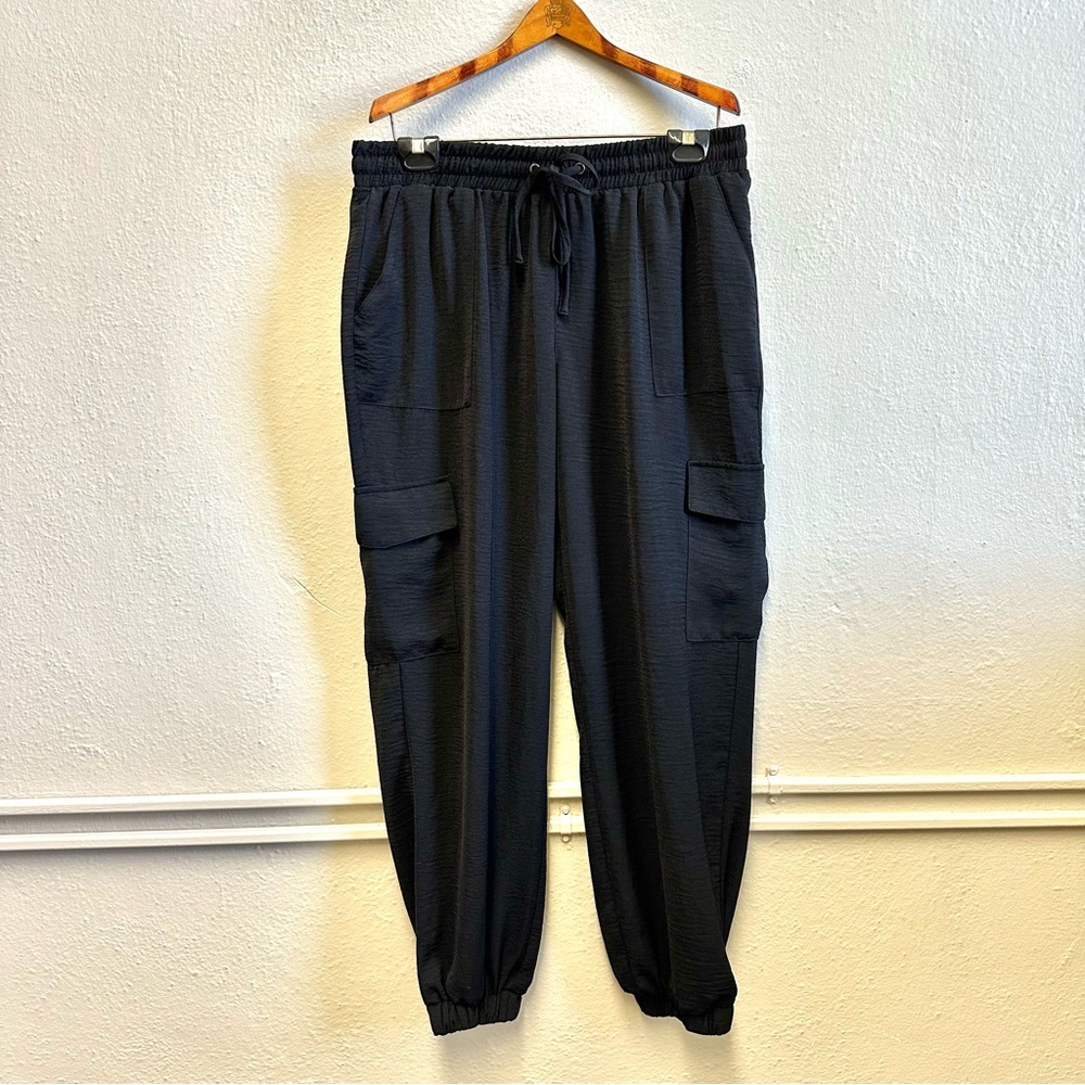 Maurices Black "silky" utility pocket joggers drawstring waist casual comfy cozy
